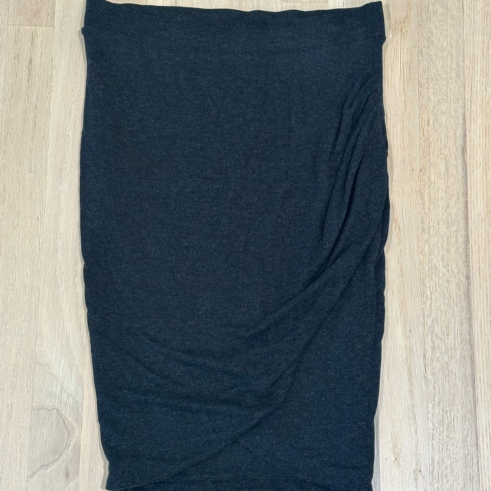 Zara Dark Heathered Gray Ruched Pencil Midi Skirt size M medium
